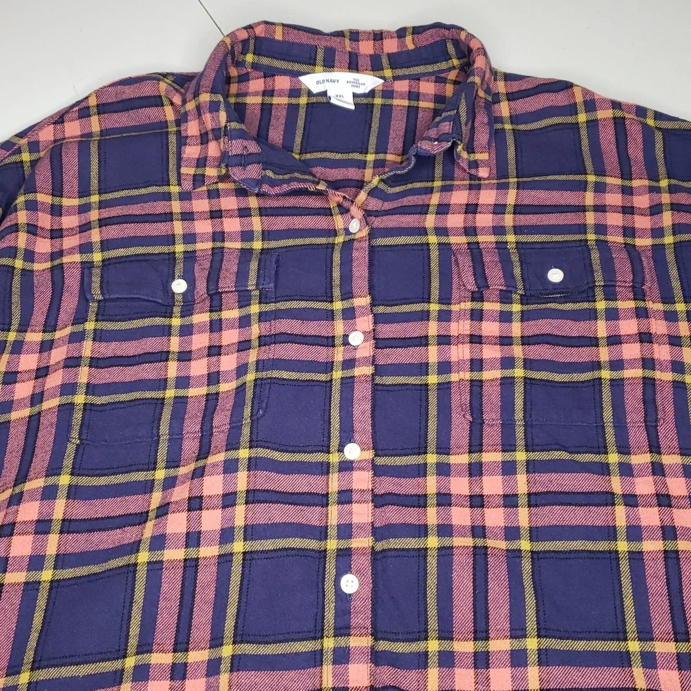Old Navy The Boyfriend 100% Cotton Flannel Button Up Shirt Size XXL Western - Picture 13 of 13